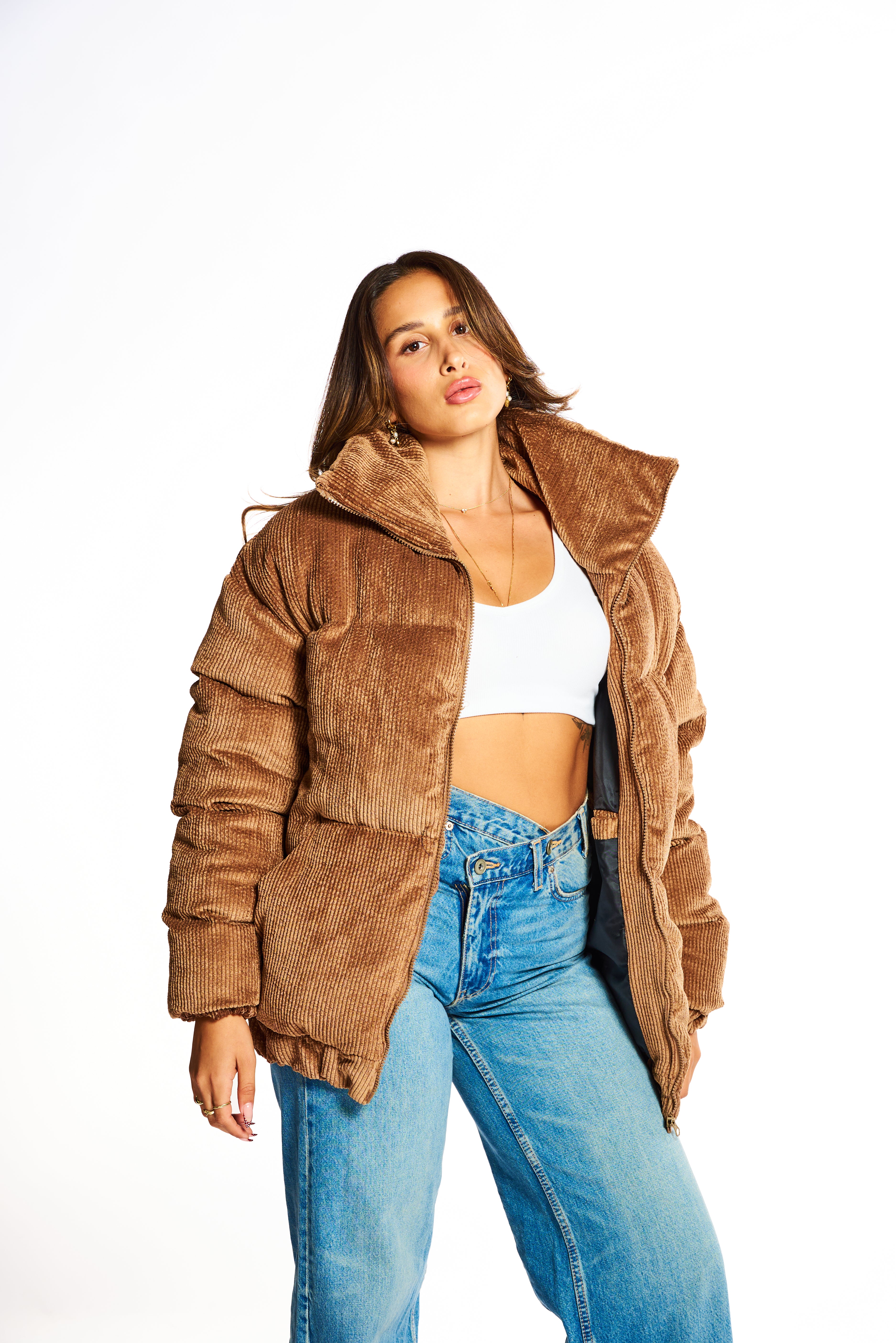 מעיל קורדרוי דובון חום