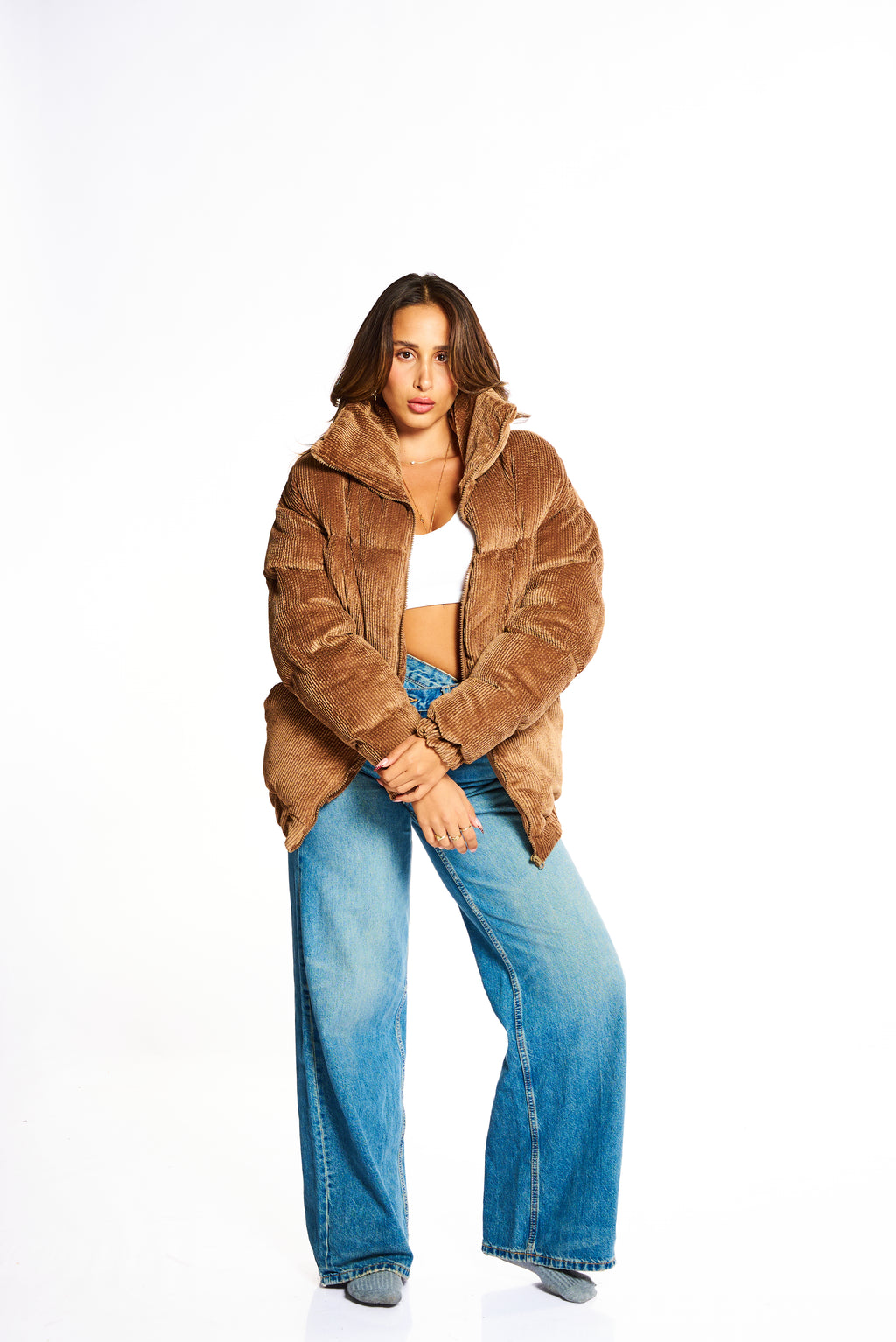 מעיל קורדרוי דובון חום